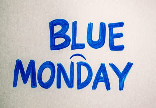 Blue Monday sign on a letter board on isolated background. ai generative.