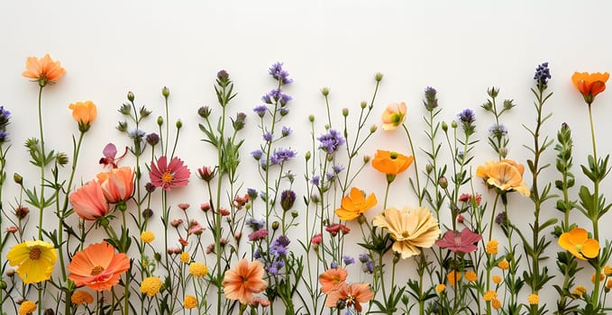 Beautiful wildflower garden featuring poppies and lavender in vibrant colors