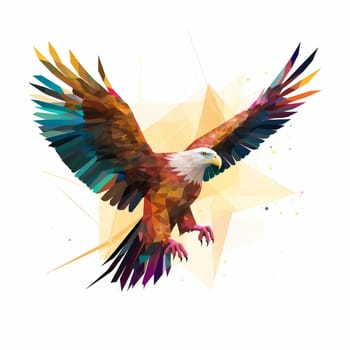 Polygonal multicolor image of a flying eagle