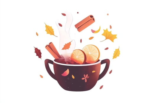 A saucepan, wine and all the ingredients for making hot spicy mulled wine. High quality photo