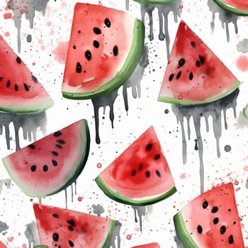 Watercolor image of juicy watermelon.