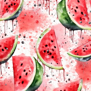Watercolor image of juicy watermelon.