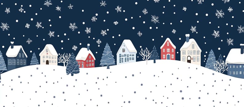 Winter snowy town at night. High quality photo