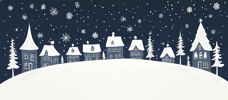 Winter snowy town at night. High quality photo