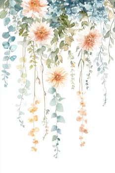 Flowers painted with watercolors on a white background. High quality photo