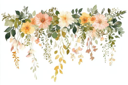 Flowers painted with watercolors on a white background. High quality photo