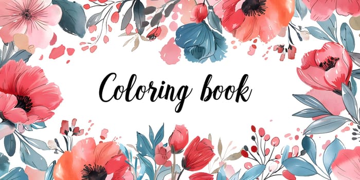 A beautiful coloring book featuring intricate pink and blue flower designs on a crisp white background. Perfect for any flower lover to create art and patterns with petals and plant motifs