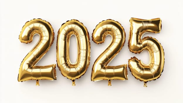 2025. Happy New Year. Balloons in the shape of numbers 2025. High quality photo