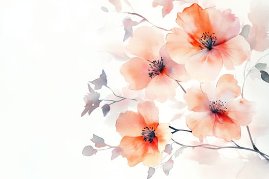 Flowers painted with watercolors on a white background. High quality photo