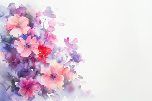 Flowers painted with watercolors on a white background. High quality photo
