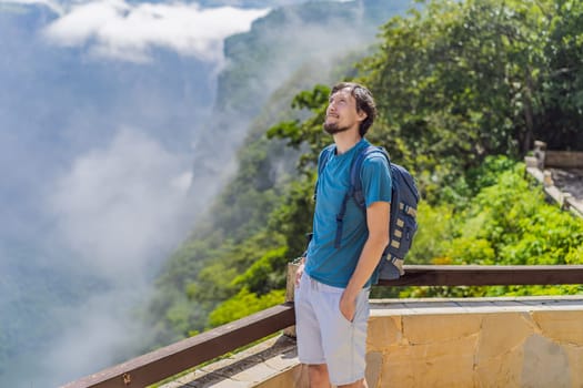 Male tourist exploring Sumidero Canyon National Park, Mexico. Adventure, natural exploration, and travel experience concept.