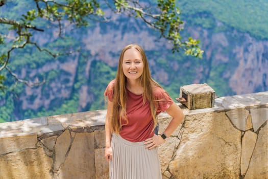 Female tourist exploring Sumidero Canyon National Park, Mexico. Adventure, natural exploration, and travel experience concept.