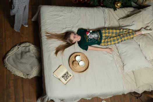 bed new positive gift celebration tenderness couple man year happy love family holiday fun girl
