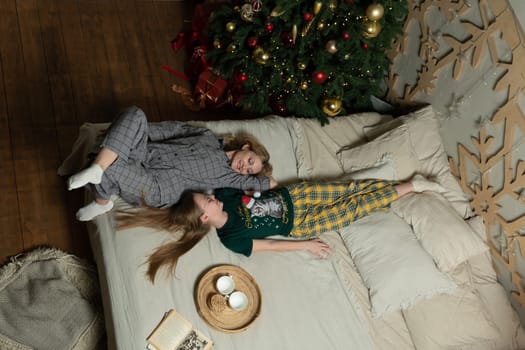 celebration love positive couple gift holiday bed family happy girl fun tenderness new year man