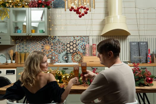 man couple family wife love christmas woman husband romantic caucasian kitchen relationship home