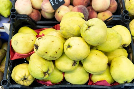 quince food closeup agriculture ripe nature diet nutrition background organic healthy market raw