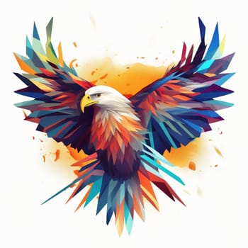 Polygonal multicolor image of a flying eagle