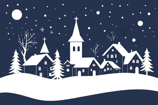 Winter snowy town at night. High quality photo