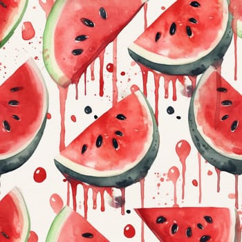 Watercolor image of juicy watermelon.