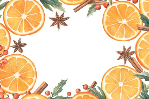 Orange, anise and cinnamon on a white background. High quality photo
