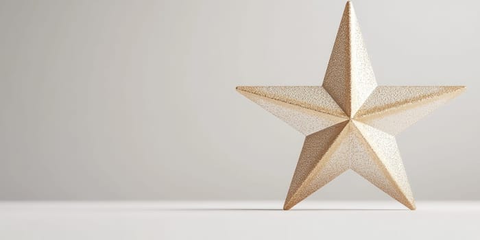 Elegant christmas tree topper star on minimalist white background for holiday decor.