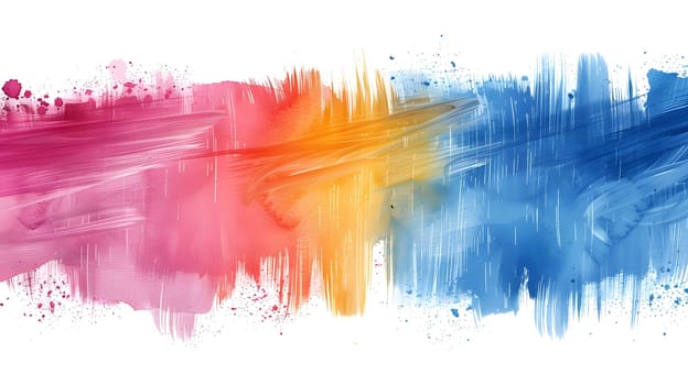 Vivid watercolor strokes blend pink, orange, yellow, and blue hues beautifully