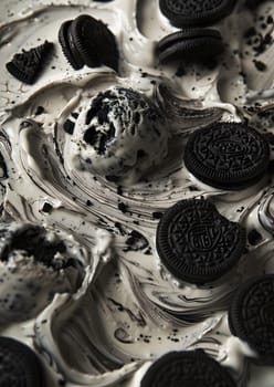 Delicious cookies and cream ice cream with Oreo cookies swirled throughout
