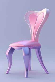Stylish chair with heartshaped backrest in shades of pink and purple