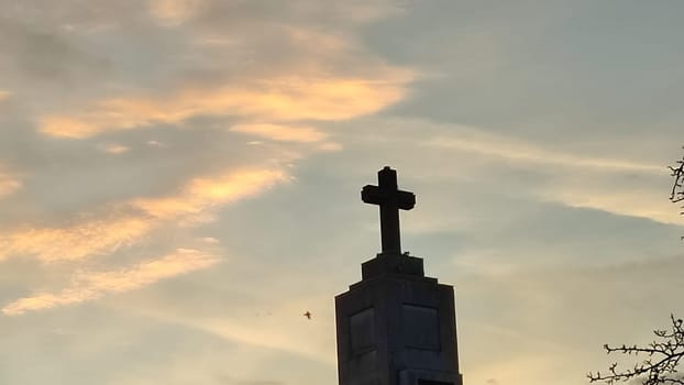 October 23 2024 , Hradec Kralove Czech Republic Europe,Church of the Heart of God in Art Nouveau style in the center of the old city, architecture of the building cross religion, sunset. High quality photo