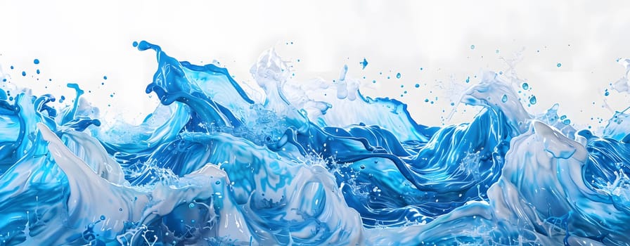 Vivid blue water splash with dynamic wave motion and abstract artistic design