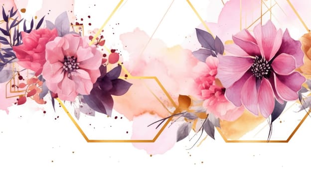 Watercolor abstract design for background of wedding or buzzy social media banner on white background generative AI