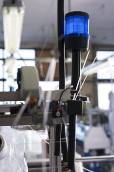 Automatic knitting machine blue signal lamp view