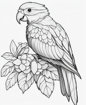 Coloring for kids, coloring birds, parrot