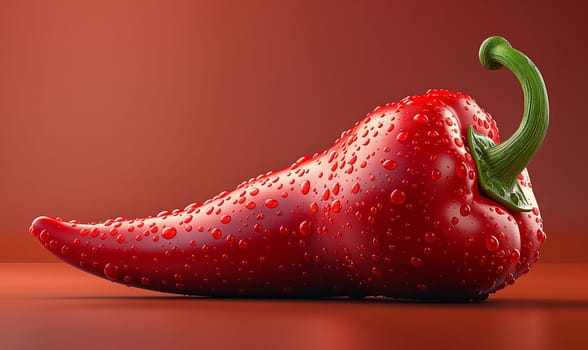 Red pepper lies on a colored background. Selective focus.