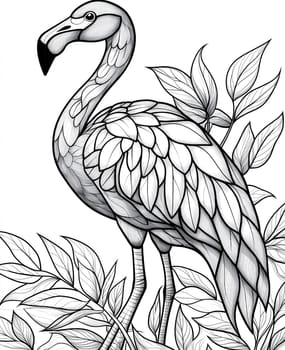 Coloring for kids, coloring birds, flamingo
