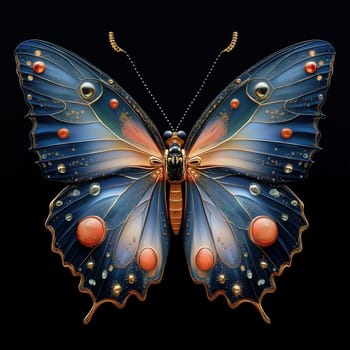 Creative butterfly on dark background. Selective focus.