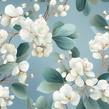 Seamless pattern tile background flowers and floral leaves plants. High quality photo