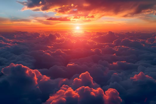 Beautiful sunset with vibrant colors illuminating a landscape of clouds