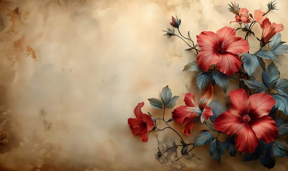 Vintage airy flowers on a textured background. Selective focus.