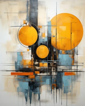 Abstract background in a combination of orange, turquoise, white, black tones. Selective focus.