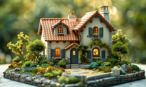 Miniature model of house on blurred background. Selective focus.