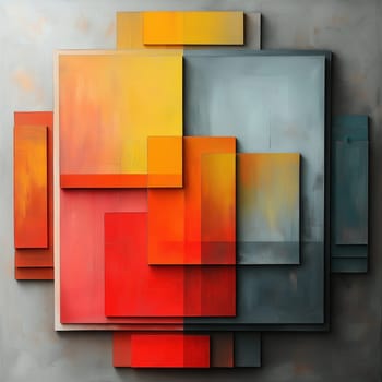 Abstract background in a combination of multicolored geometric shapes. Selective focus.
