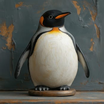 Creative penguin figurine on abstract background. Selective focus.