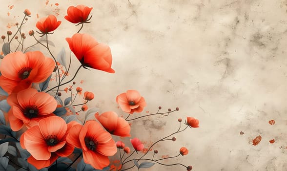Vintage airy flowers on a textured background. Selective focus.