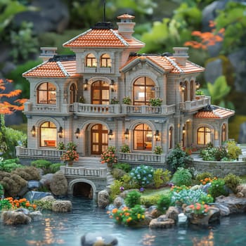 Miniature model of house on blurred background. Selective focus.