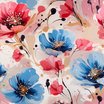 Seamless pattern tile background flowers and floral leaves plants. High quality photo
