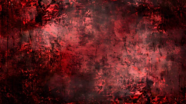 The background features textures in red and black, with grunge and abstract patterns