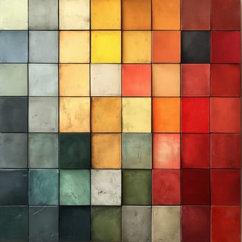 Abstract background in a combination of multicolored geometric shapes. Selective focus.