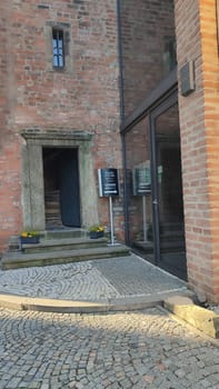 October 22 2024 Hradec Kralove, Czech Republic Europe, Kralov region, White Tower entrance , old history building architecture city town, day. High quality photo