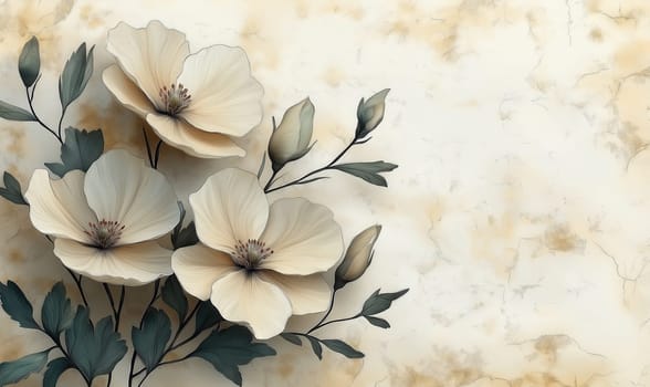 Vintage airy flowers on a textured background. Selective focus.